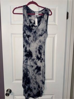 Olivia Rae Black & White Tie-Dye Tank Maxi